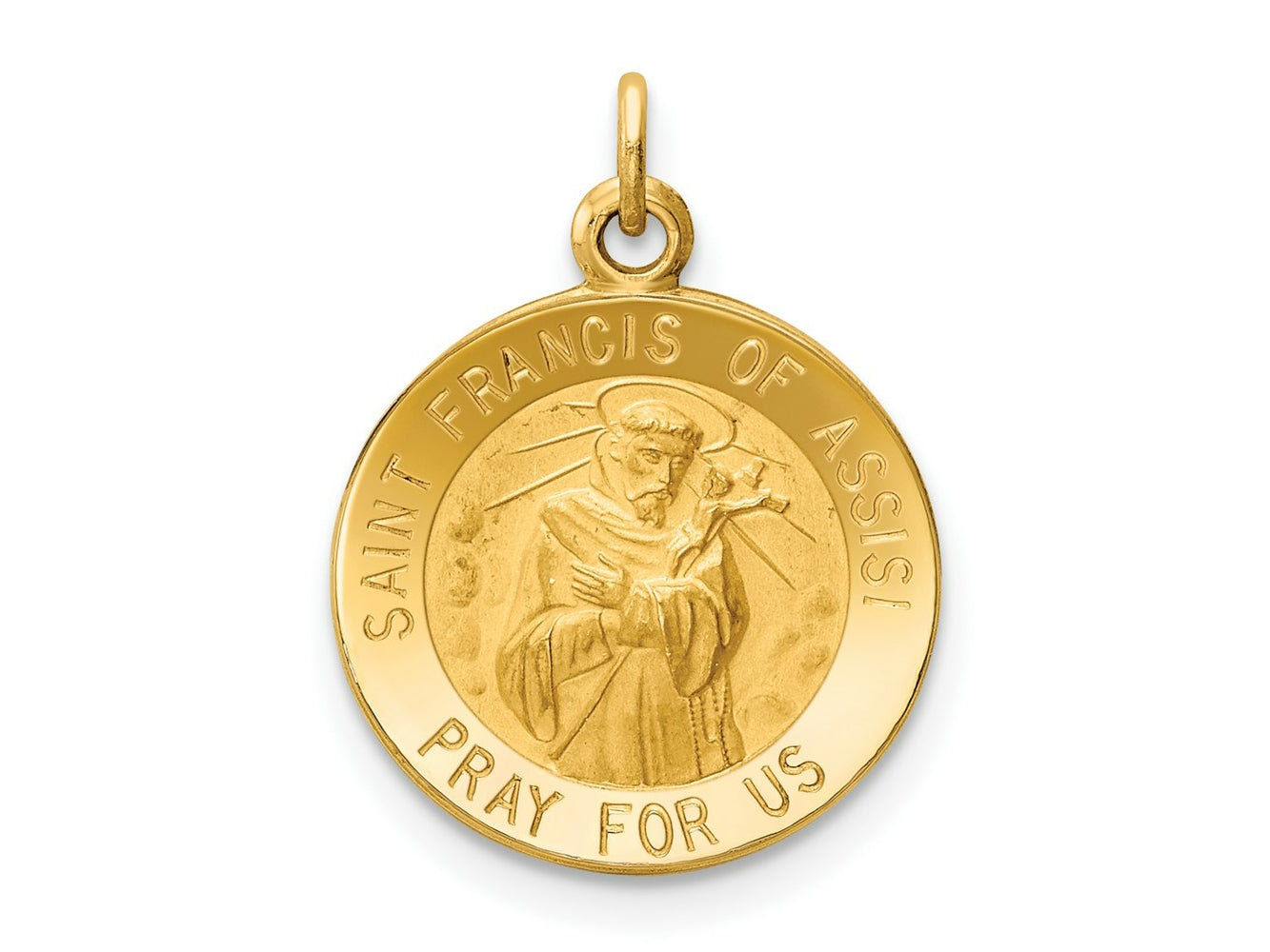 FJC Finejewelers 14 kt Yellow Gold Saint Francis of Assisi Medal Charm 23 x 15 mm