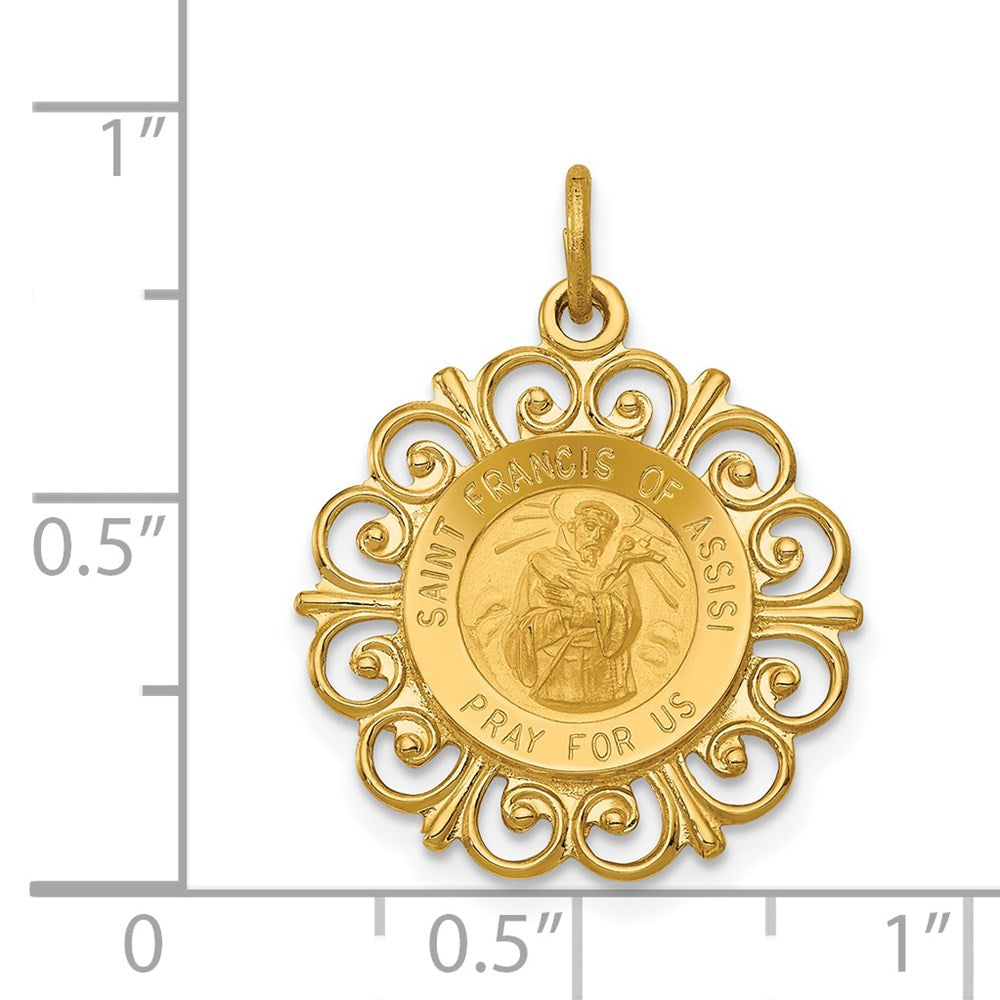 FJC Finejewelers 14 kt Yellow Gold Saint Francis of Assisi Medal Charm 26 x 19 mm