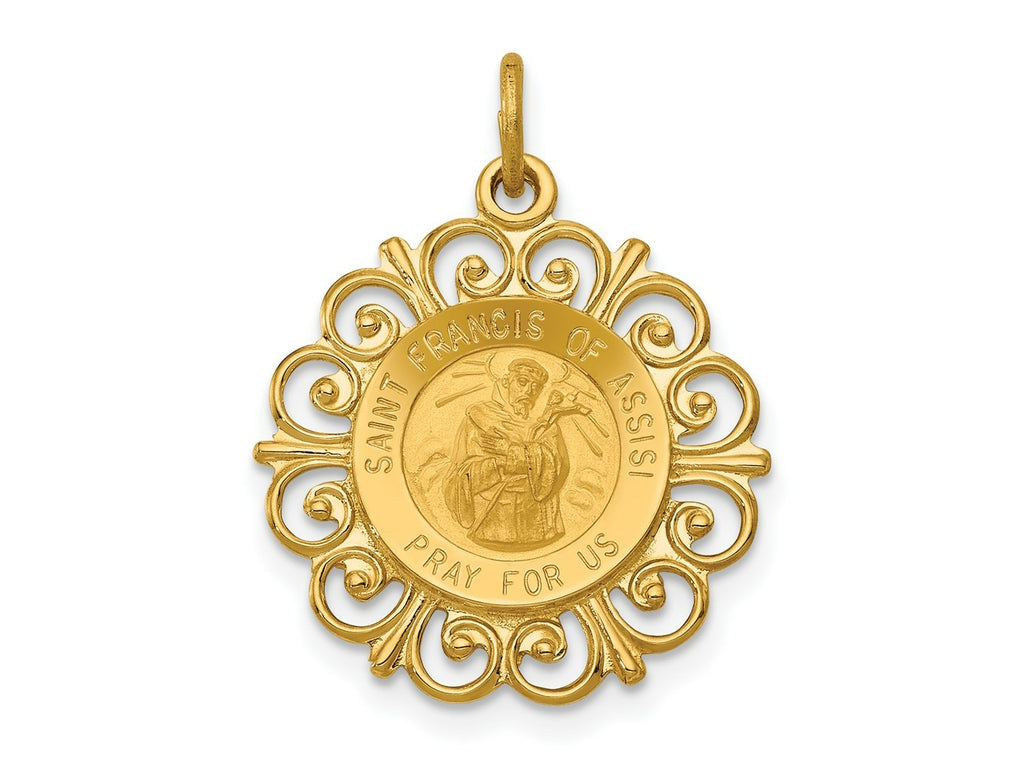 FJC Finejewelers 14 kt Yellow Gold Saint Francis of Assisi Medal Charm 26 x 19 mm