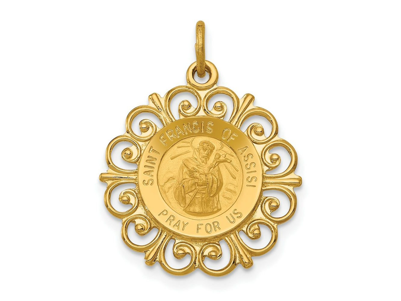 FJC Finejewelers 14 kt Yellow Gold Saint Francis of Assisi Medal Charm 26 x 19 mm