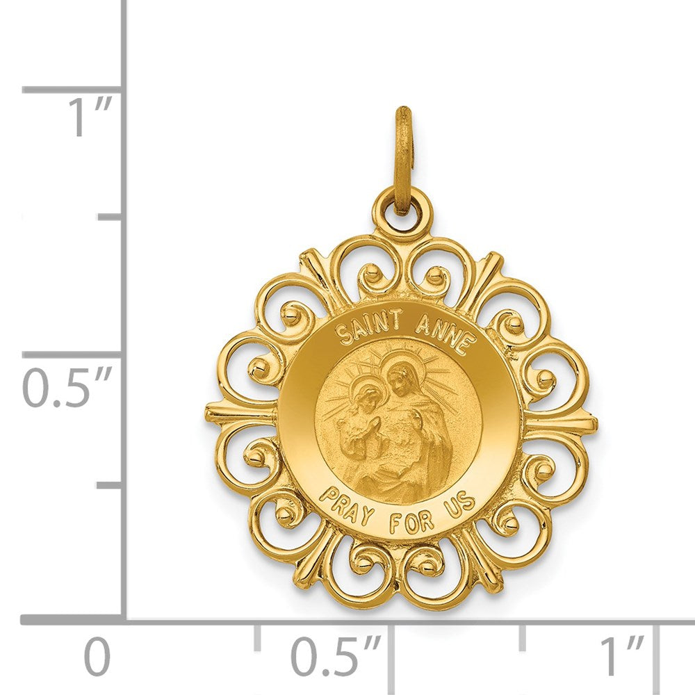 FJC Finejewelers 14 kt Yellow Gold Saint Anne Medal Charm 24 x 19 mm