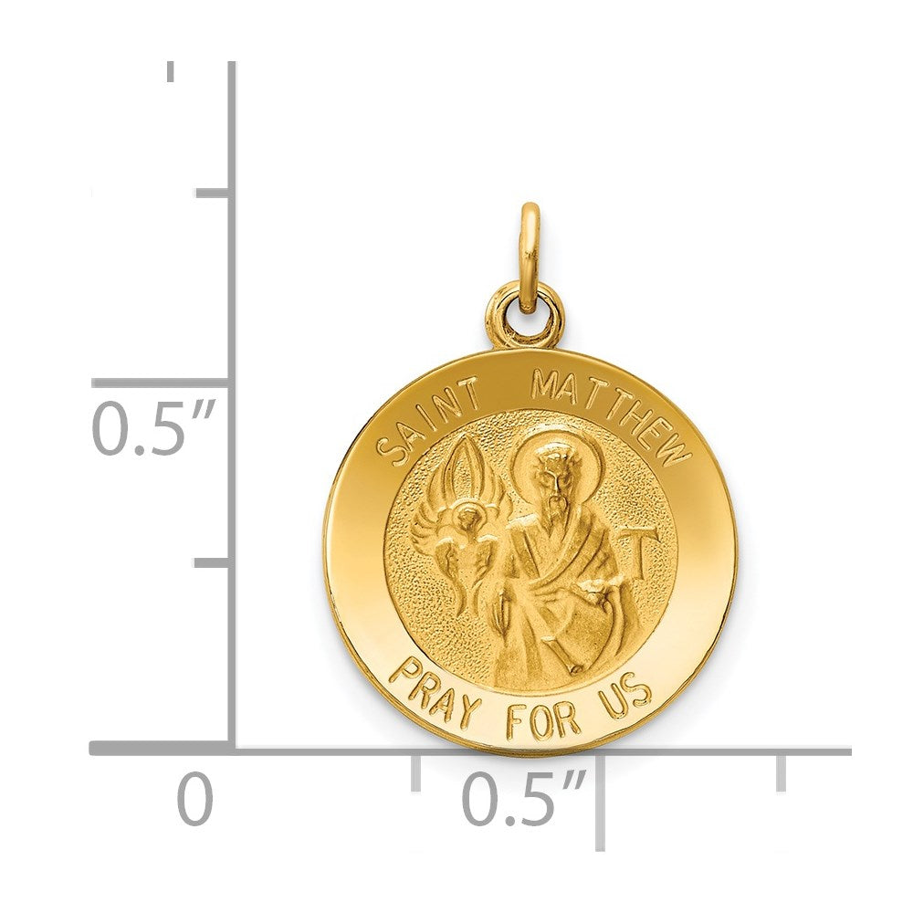 FJC Finejewelers 14 kt Yellow Gold Saint Matthew Medal Charm 23 x 15 mm