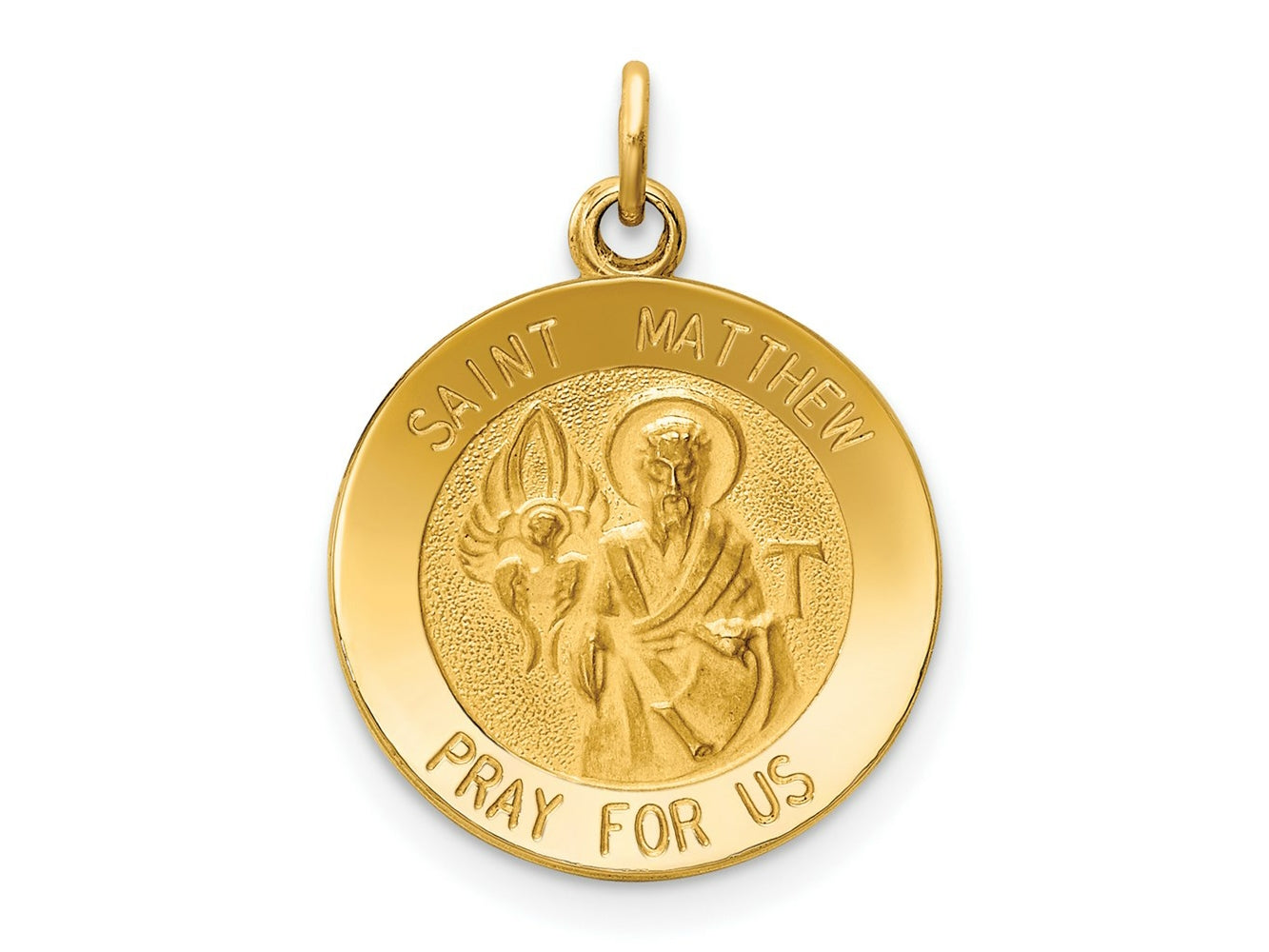 FJC Finejewelers 14 kt Yellow Gold Saint Matthew Medal Charm 23 x 15 mm