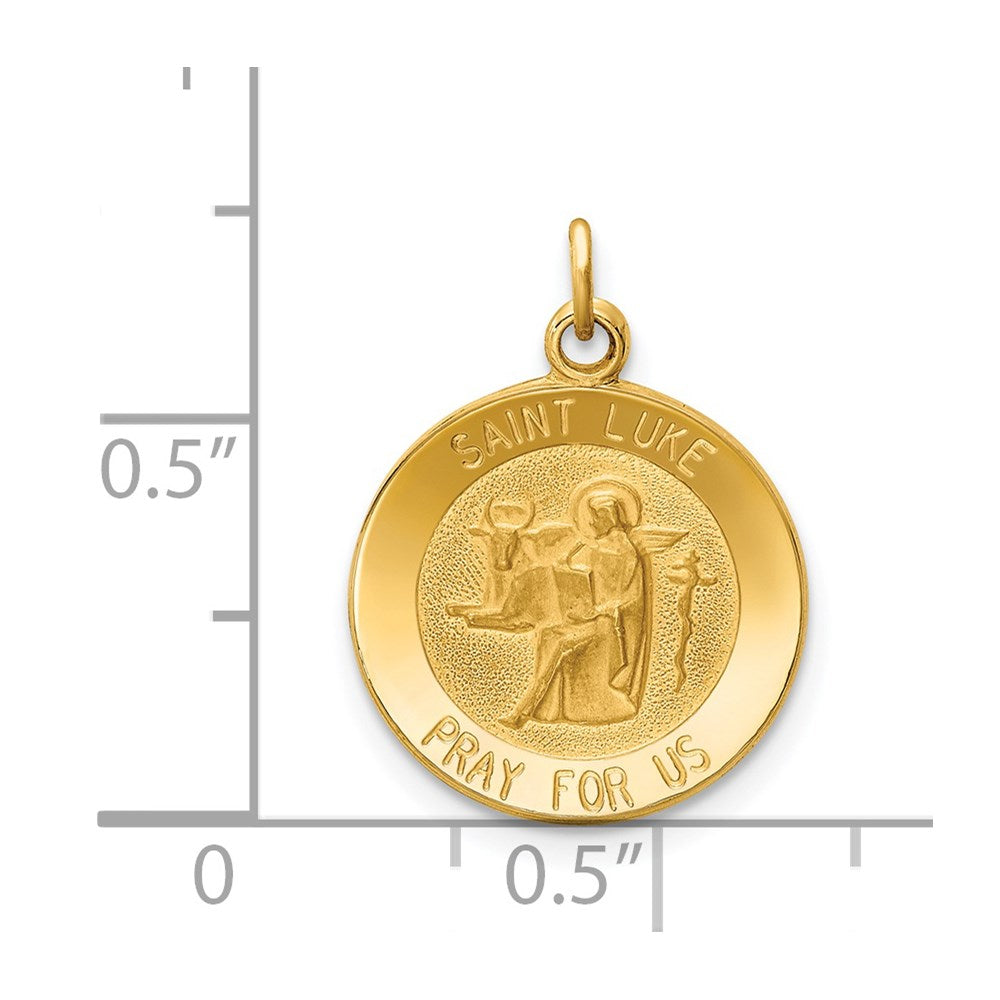 FJC Finejewelers 14 kt Yellow Gold Saint Luke Medal Charm 19 x 15 mm