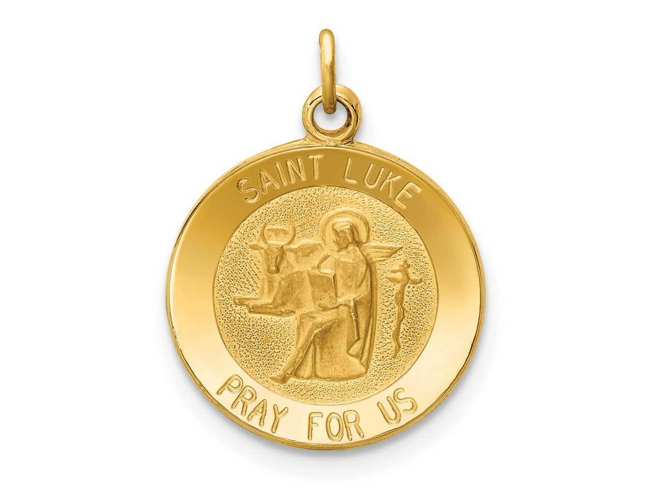 FJC Finejewelers 14 kt Yellow Gold Saint Luke Medal Charm 19 x 15 mm