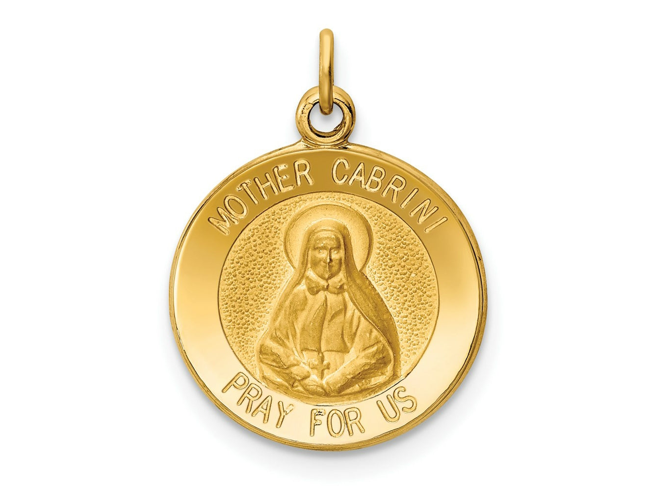 FJC Finejewelers 14 kt Yellow Gold Mother Cabrini Medal Charm 19 x 15 mm