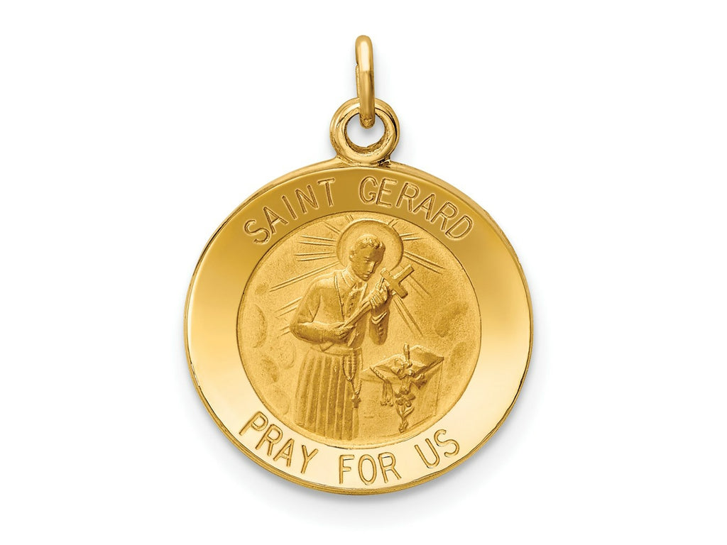 FJC Finejewelers 14 kt Yellow Gold Saint Gerard Medal Charm 19 x 14 mm