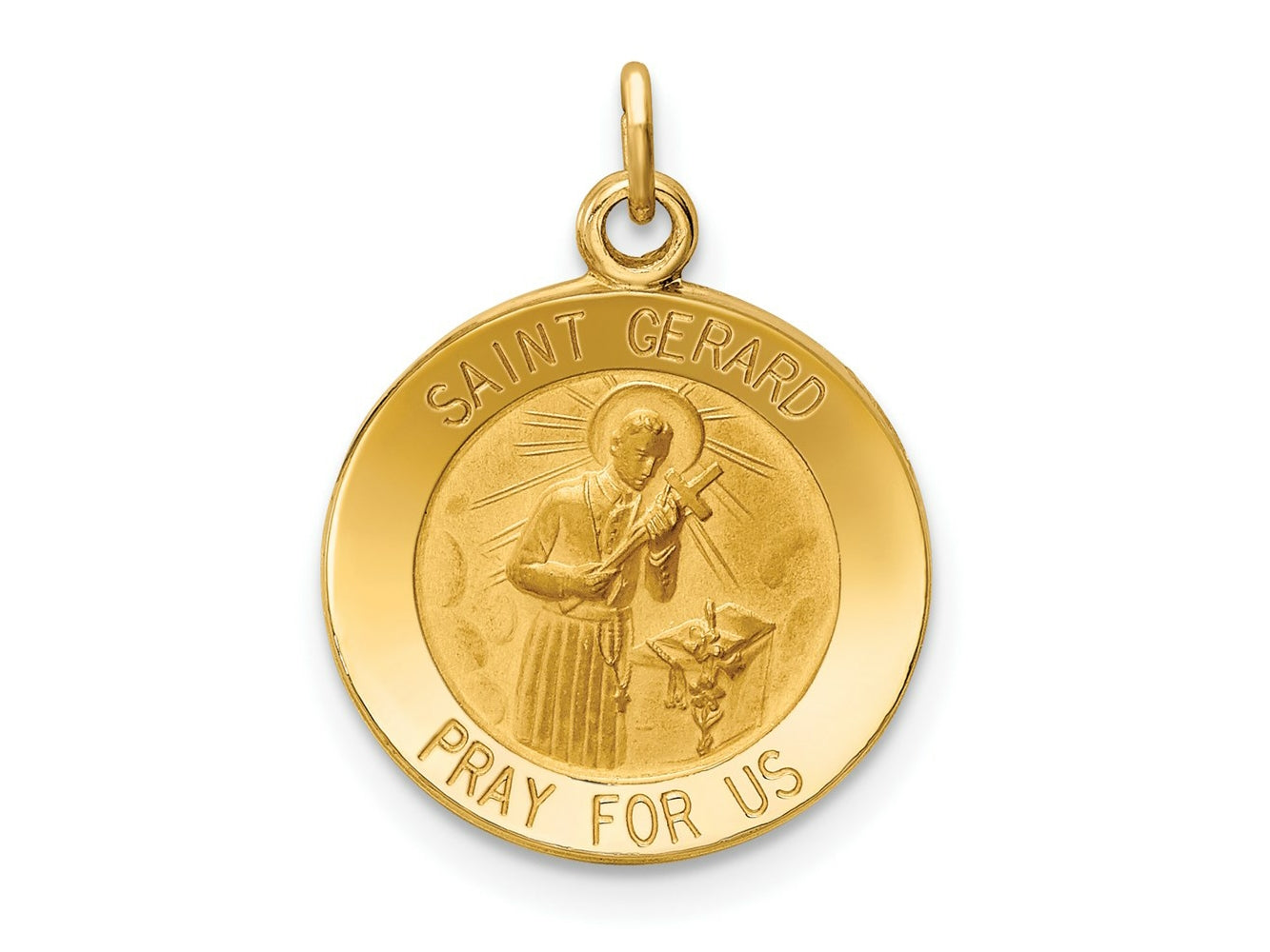 FJC Finejewelers 14 kt Yellow Gold Saint Gerard Medal Charm 19 x 14 mm