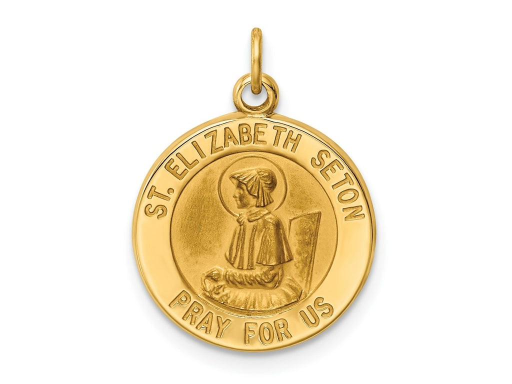 FJC Finejewelers 14 kt Yellow Gold Saint Elizabeth Seton Medal Charm 20 x 15 mm