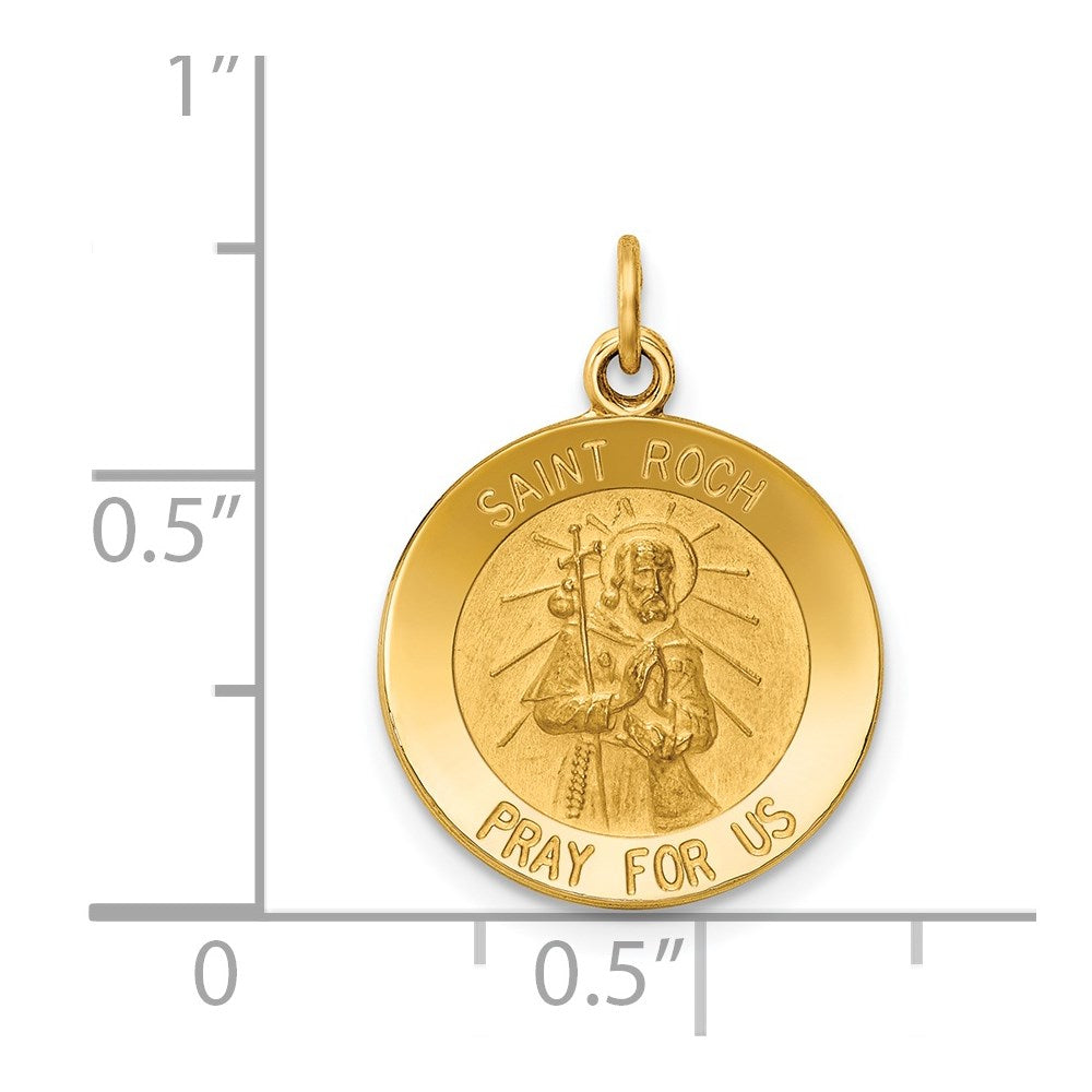 FJC Finejewelers 14 kt Yellow Gold Saint Roch Medal Charm 23 x 15 mm