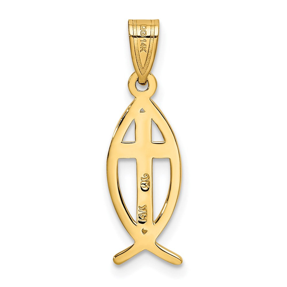 FJC Finejewelers 14 kt Yellow Gold Ichthus Fish Charm 25 x 8 mm