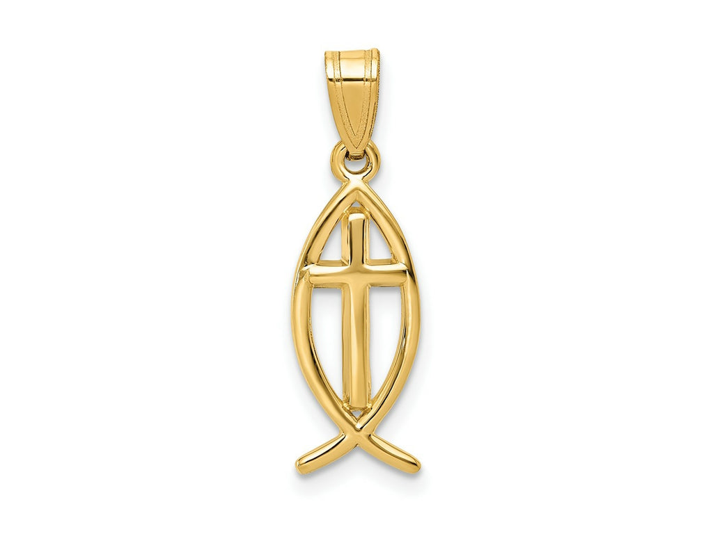 FJC Finejewelers 14 kt Yellow Gold Ichthus Fish Charm 25 x 8 mm