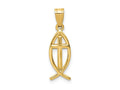 FJC Finejewelers 14 kt Yellow Gold Ichthus Fish Charm 25 x 8 mm