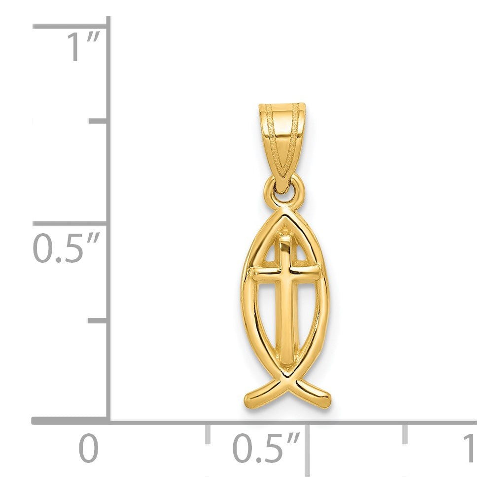 FJC Finejewelers 14 kt Yellow Gold Ichthus Fish Charm 21 x 7 mm
