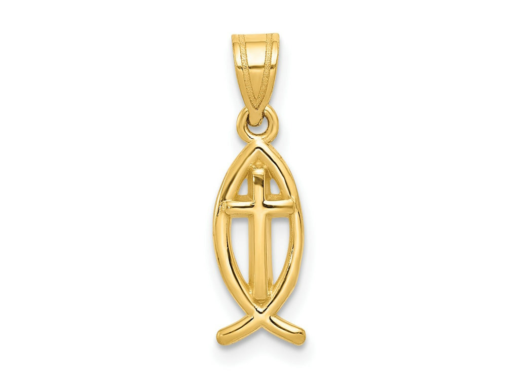 FJC Finejewelers 14 kt Yellow Gold Ichthus Fish Charm 21 x 7 mm
