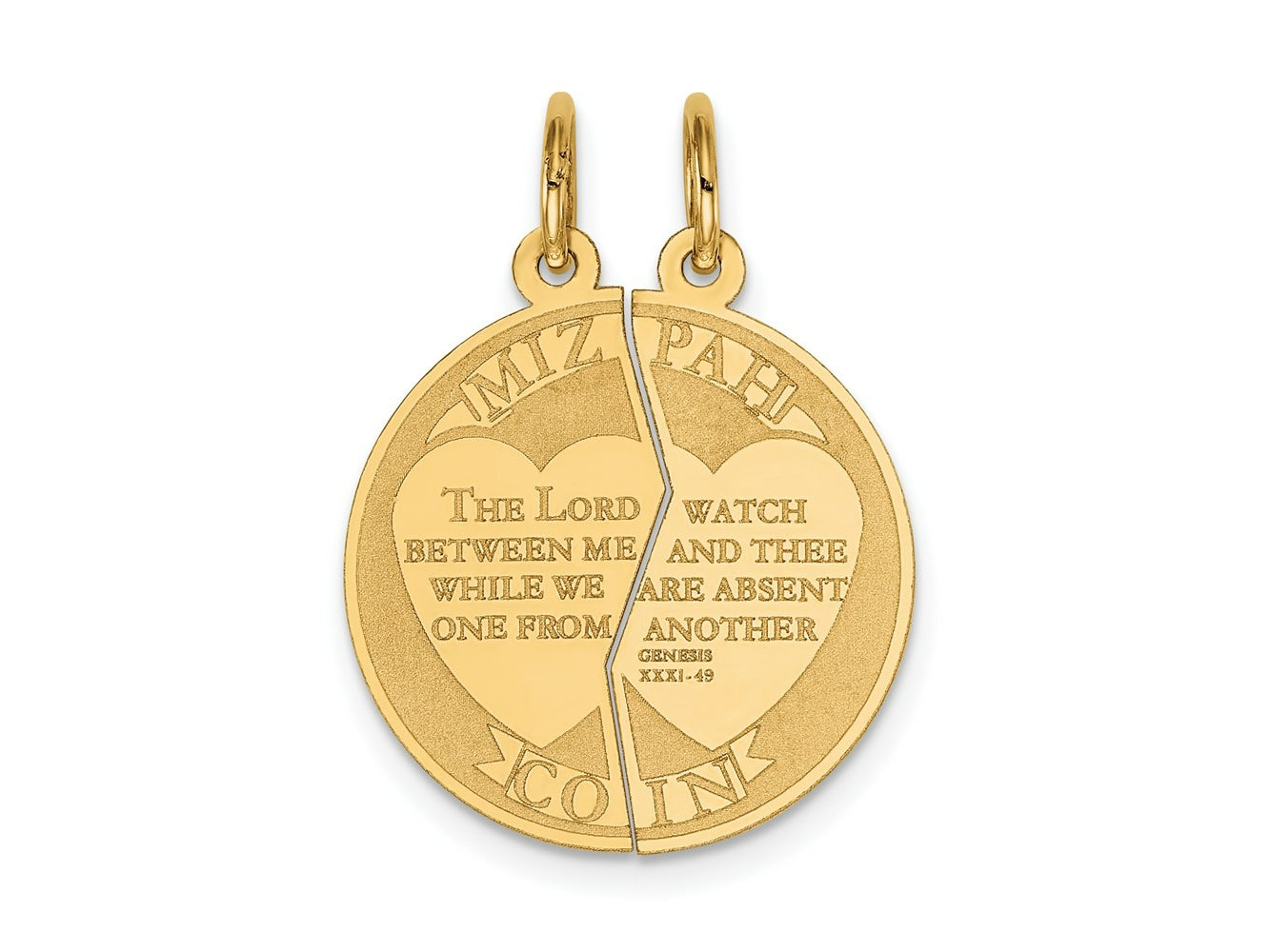 FJC Finejewelers 14 kt Yellow Gold 2-piece Mizpah Charm 26 x 20 mm