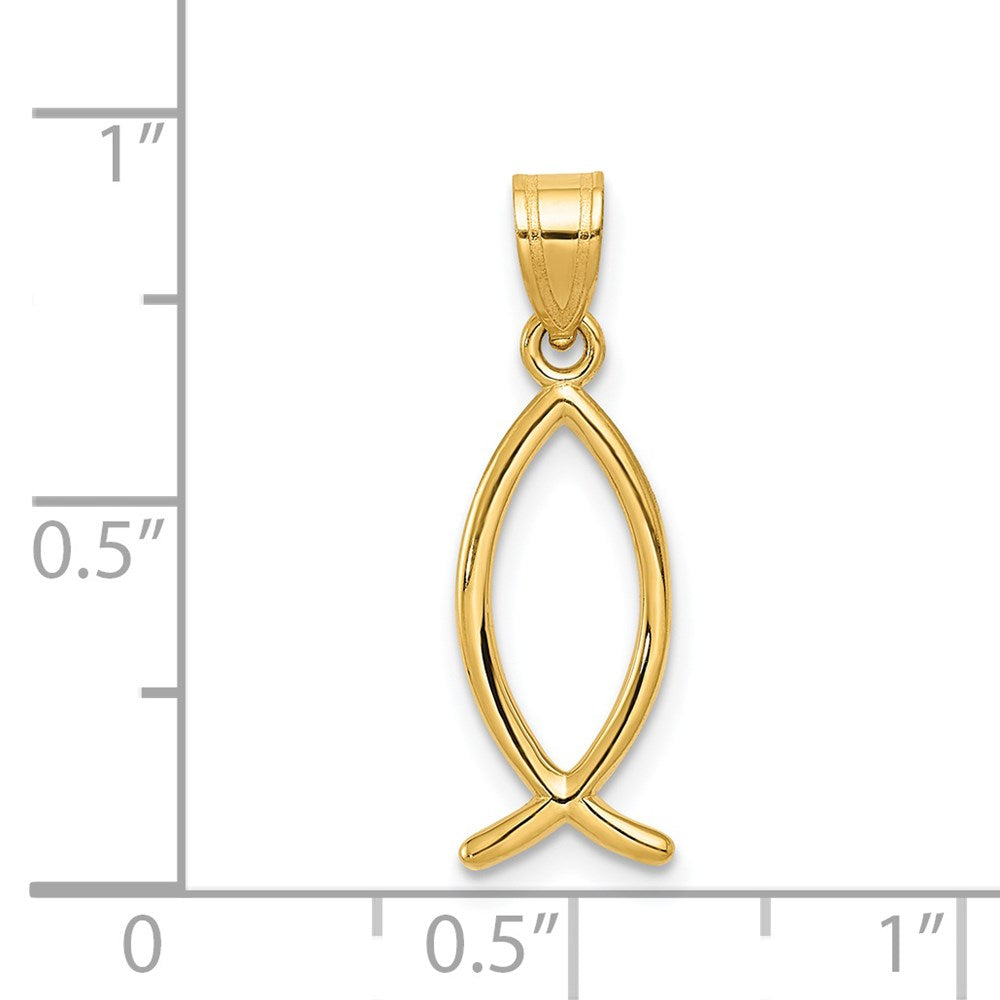 FJC Finejewelers 14 kt Yellow Gold Ichthus Fish Charm 23 x 8 mm