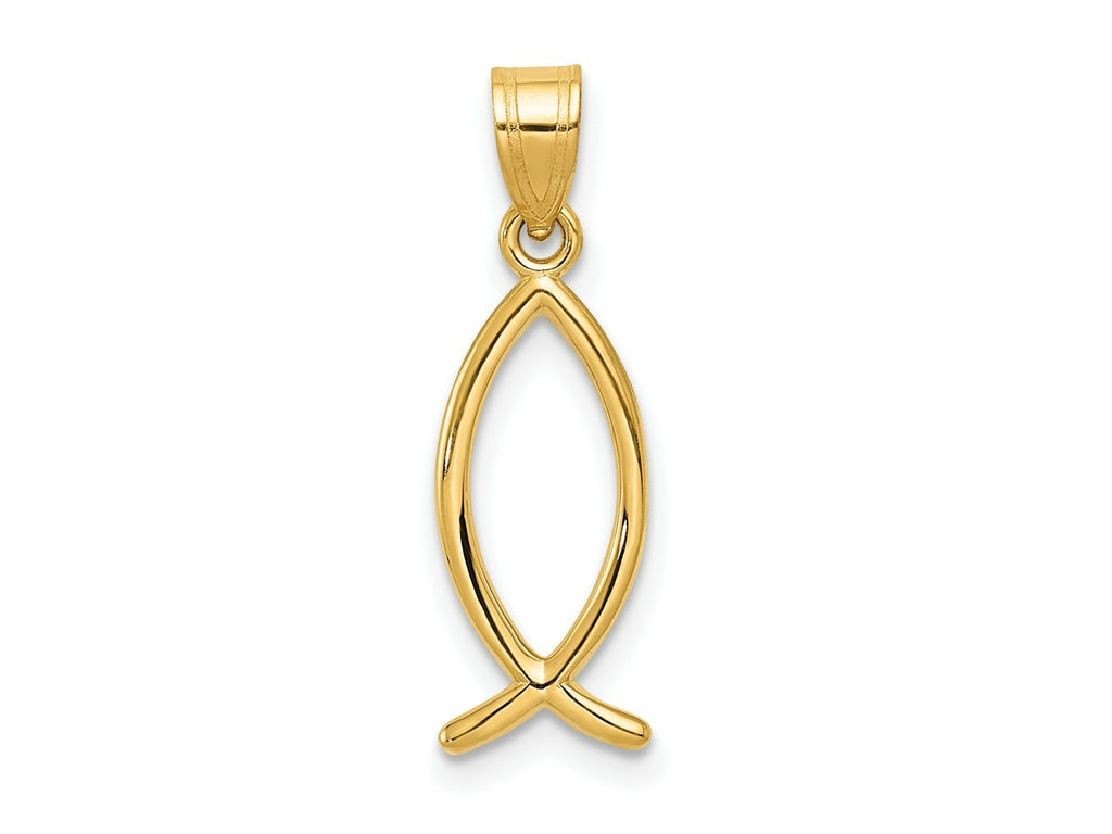 FJC Finejewelers 14 kt Yellow Gold Ichthus Fish Charm 23 x 8 mm