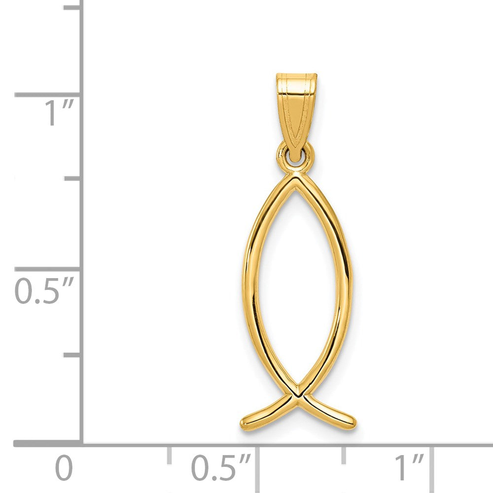 FJC Finejewelers 14 kt Yellow Gold Ichthus Fish Charm 26 x 9 mm