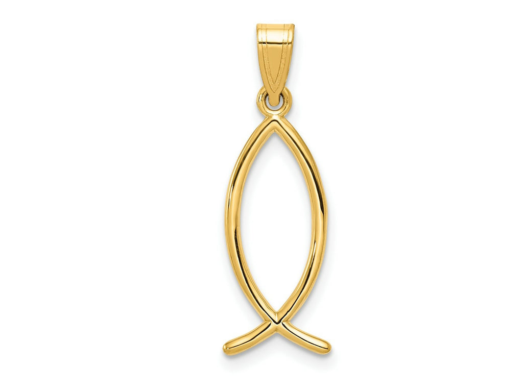 FJC Finejewelers 14 kt Yellow Gold Ichthus Fish Charm 26 x 9 mm