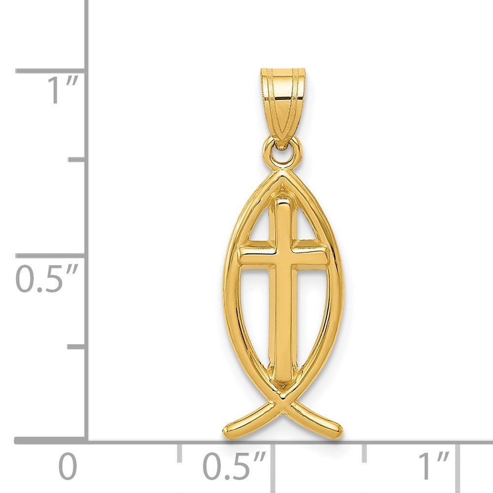 FJC Finejewelers 14 kt Yellow Gold Ichthus Fish Charm 26 x 9 mm