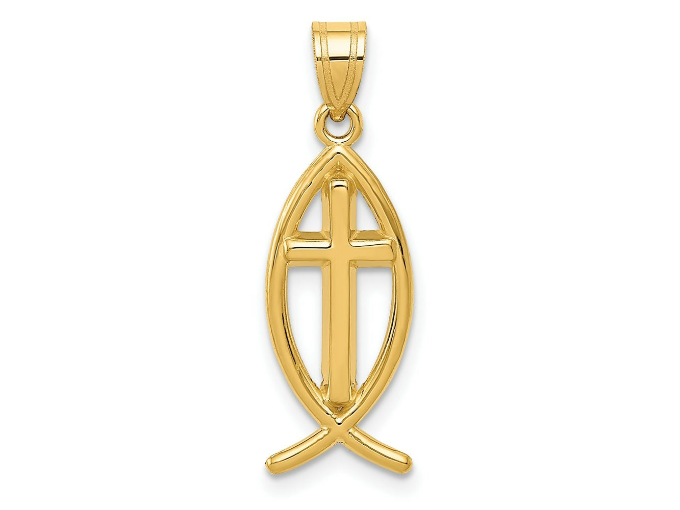 FJC Finejewelers 14 kt Yellow Gold Ichthus Fish Charm 26 x 9 mm