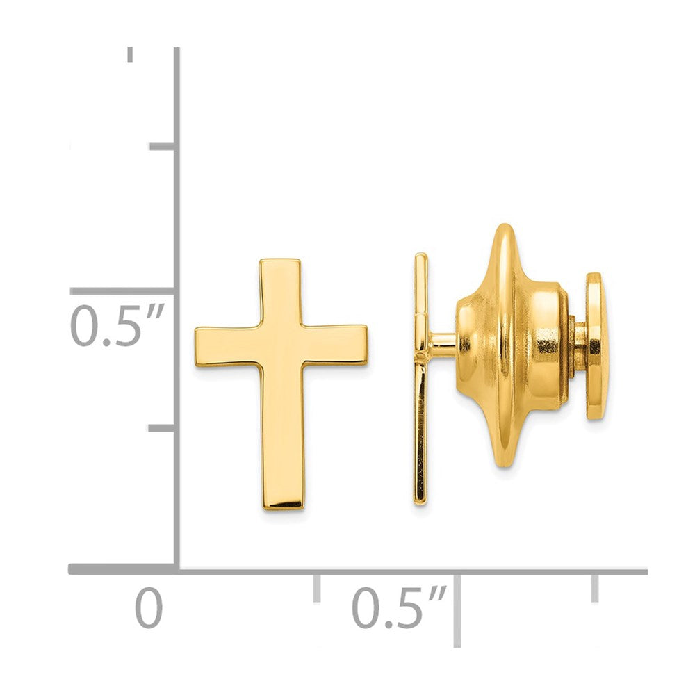 FJC Finejewelers 14 kt Yellow Gold Tie Clip Polished Cross Tie Tac 12 x 7 mm