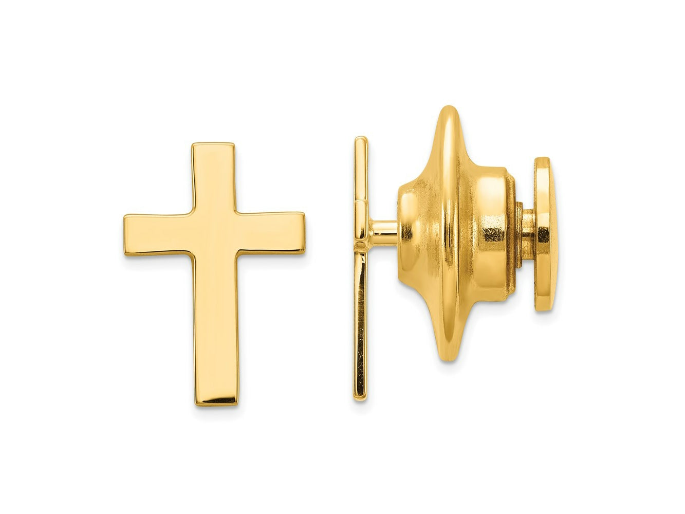 FJC Finejewelers 14 kt Yellow Gold Tie Clip Polished Cross Tie Tac 12 x 7 mm