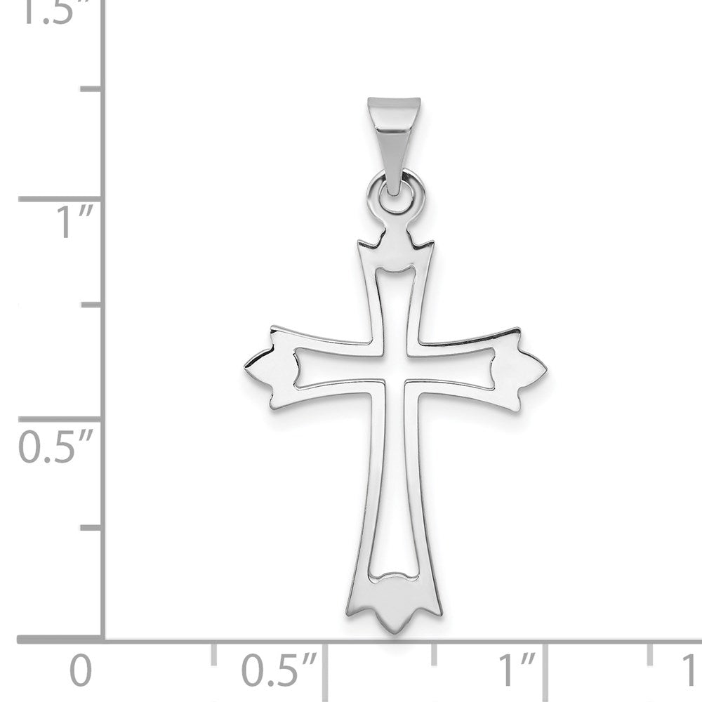 FJC Finejewelers 14 kt White Gold Budded Cross Charm 30 mm x 17 mm