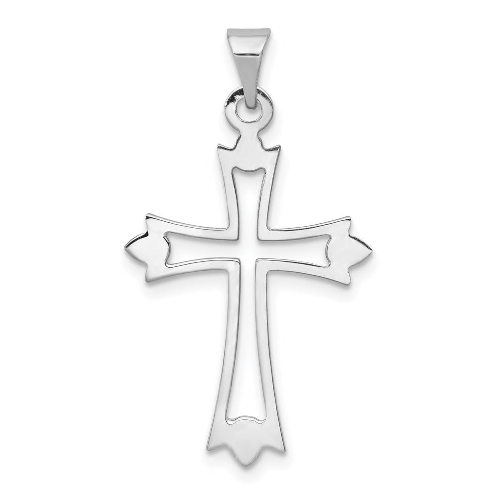 FJC Finejewelers 14 kt White Gold Budded Cross Charm 30 mm x 17 mm