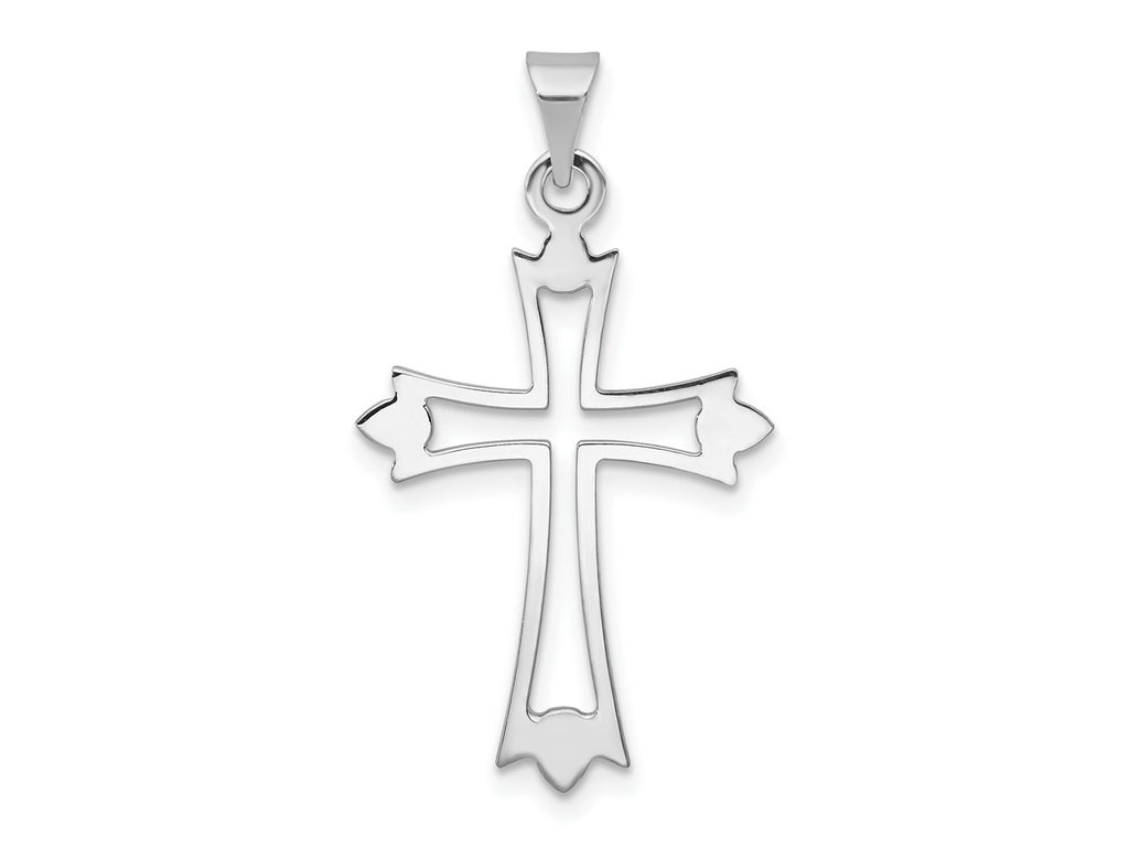 FJC Finejewelers 14 kt White Gold Budded Cross Charm 30 mm x 17 mm