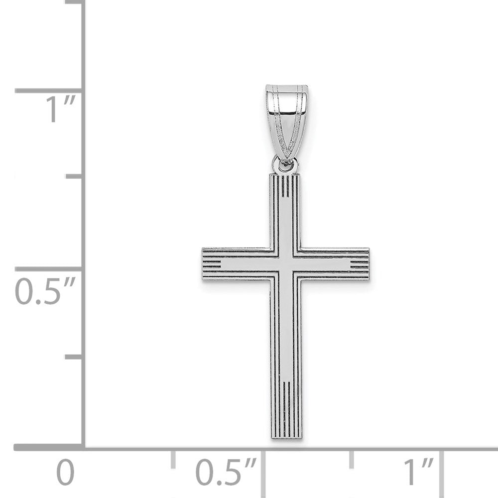 FJC Finejewelers 14 kt White Gold White Laser Etched Cross Charm 25 x 12 mm