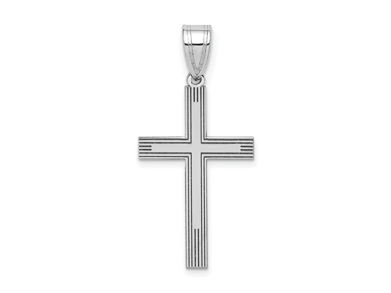 FJC Finejewelers 14 kt White Gold White Laser Etched Cross Charm 25 x 12 mm