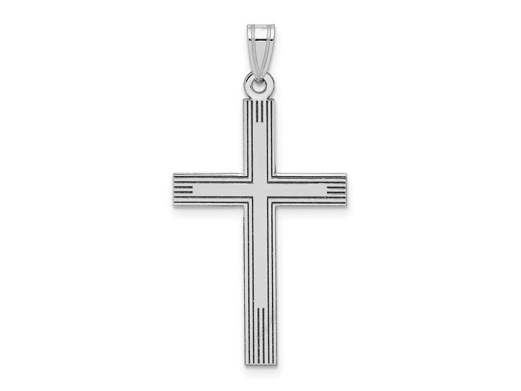 FJC Finejewelers 14 kt White Gold White Laser Etched Cross Charm 37 x 20 mm