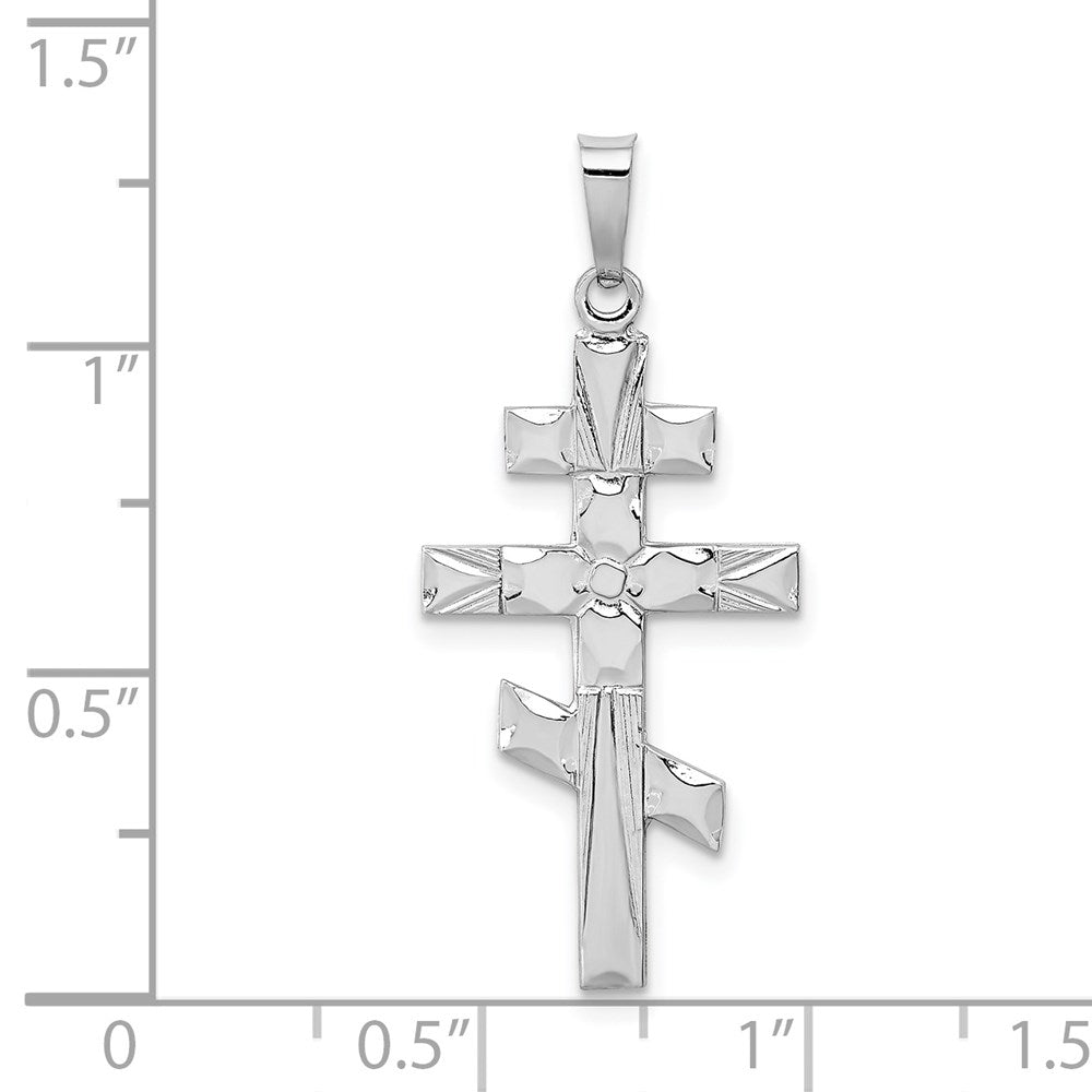 FJC Finejewelers 14 kt White Gold Eastern Orthodox Cross Charm 34 mm x 15 mm