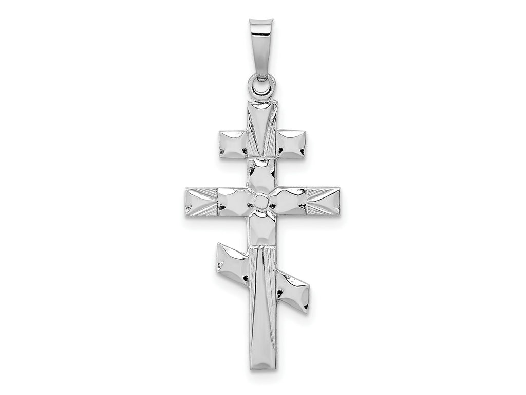 FJC Finejewelers 14 kt White Gold Eastern Orthodox Cross Charm 34 mm x 15 mm