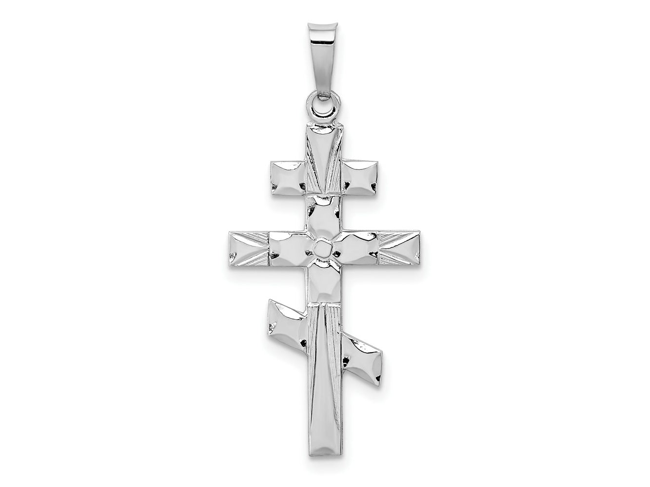 FJC Finejewelers 14 kt White Gold Eastern Orthodox Cross Charm 34 mm x 15 mm