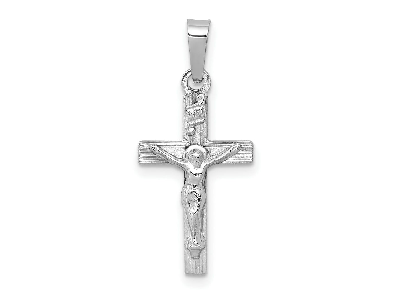 FJC Finejewelers 14 kt White Gold INRI Crucifix Charm Cross 25 mm x 12 mm