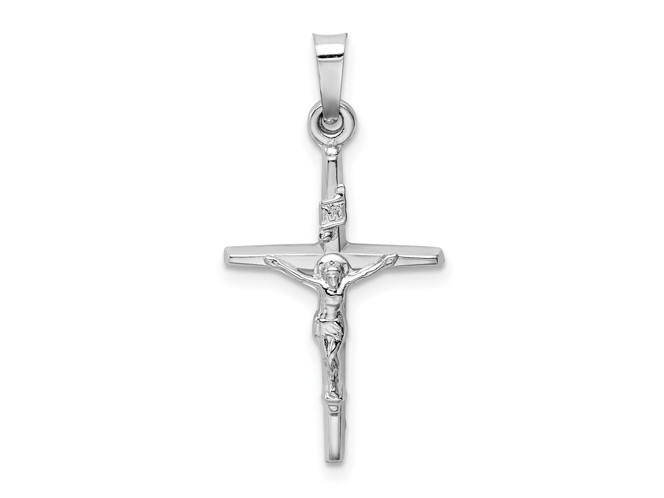 FJC Finejewelers 14 kt White Gold INRI Crucifix Cross Charm 30 mm x 15 mm