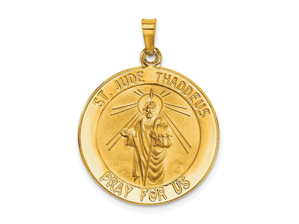 FJC Finejewelers 14 kt Yellow Gold Saint Jude Medal Hollow Charm 29 x 22 mm
