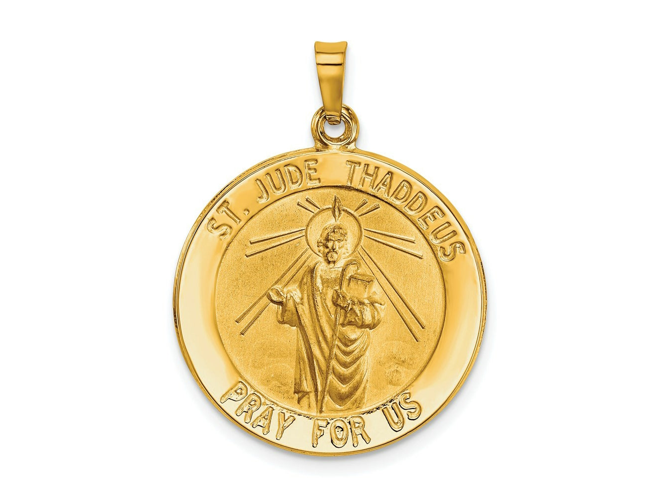 FJC Finejewelers 14 kt Yellow Gold Saint Jude Medal Hollow Charm 29 x 22 mm