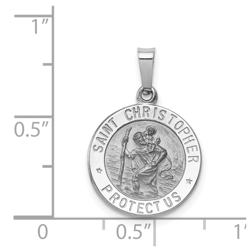 FJC Finejewelers 14 kt White Gold Saint Christopher Medal Charm 22 mm x 14 mm