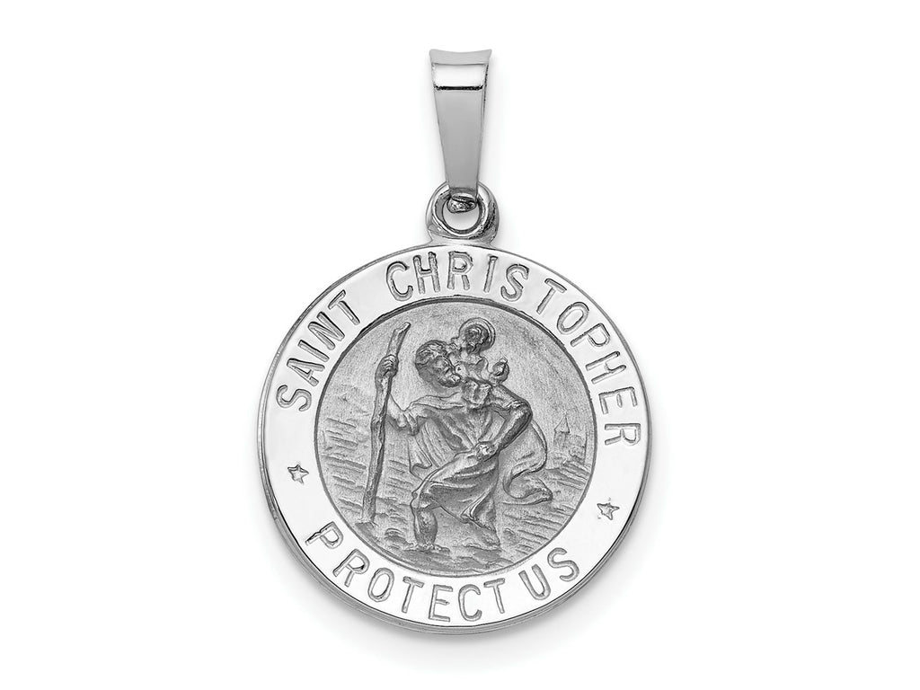 FJC Finejewelers 14 kt White Gold Saint Christopher Medal Charm 22 mm x 14 mm