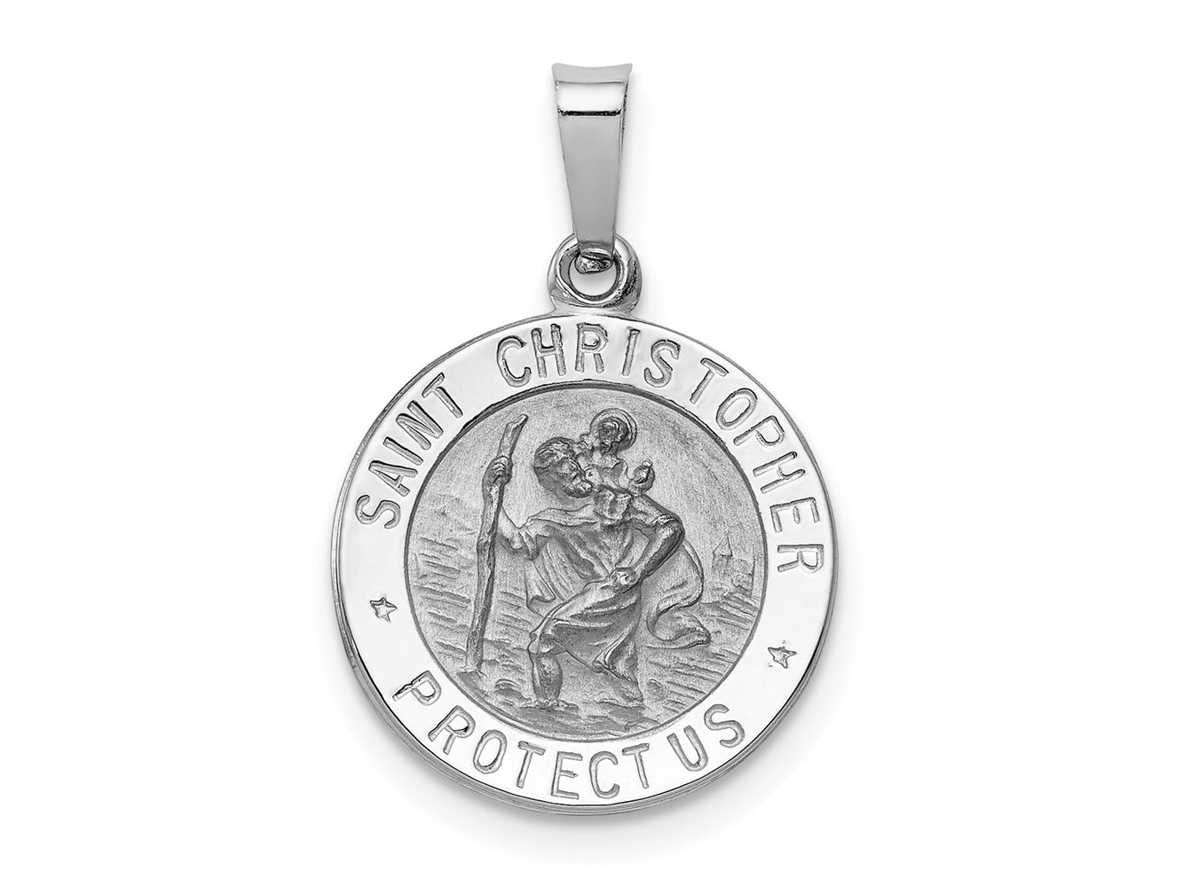 FJC Finejewelers 14 kt White Gold Saint Christopher Medal Charm 22 mm x 14 mm