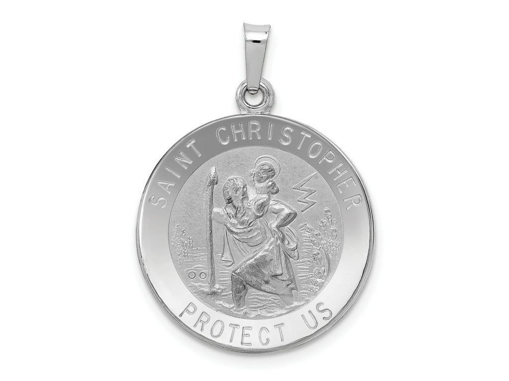 FJC Finejewelers 14 kt White Gold Saint Christopher Medal Charm 28 mm x 20 mm