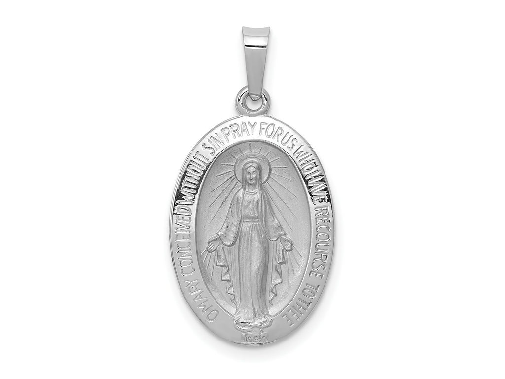 FJC Finejewelers 14 kt White Gold Miraculous Medal 27 mm x 14 mm