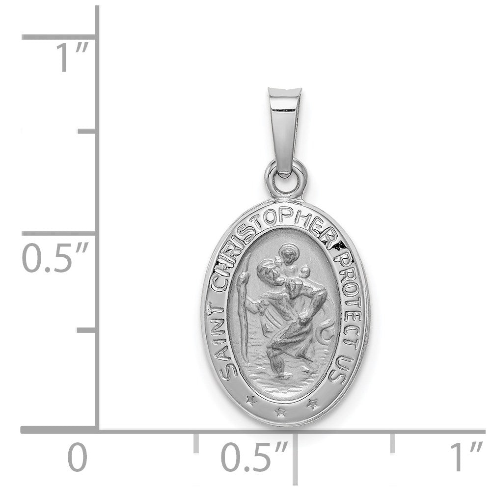 FJC Finejewelers 14 kt White Gold Saint Christopher Medal Charm 23 mm x 11 mm