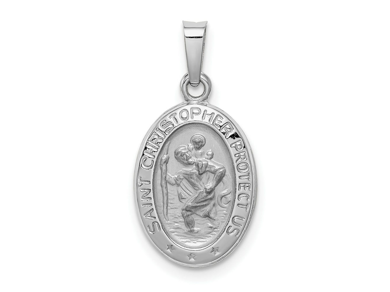 FJC Finejewelers 14 kt White Gold Saint Christopher Medal Charm 23 mm x 11 mm