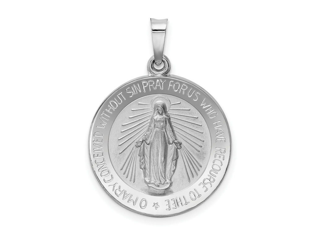 FJC Finejewelers 14 kt White Gold Miraculous Medal 26 mm x 19 mm