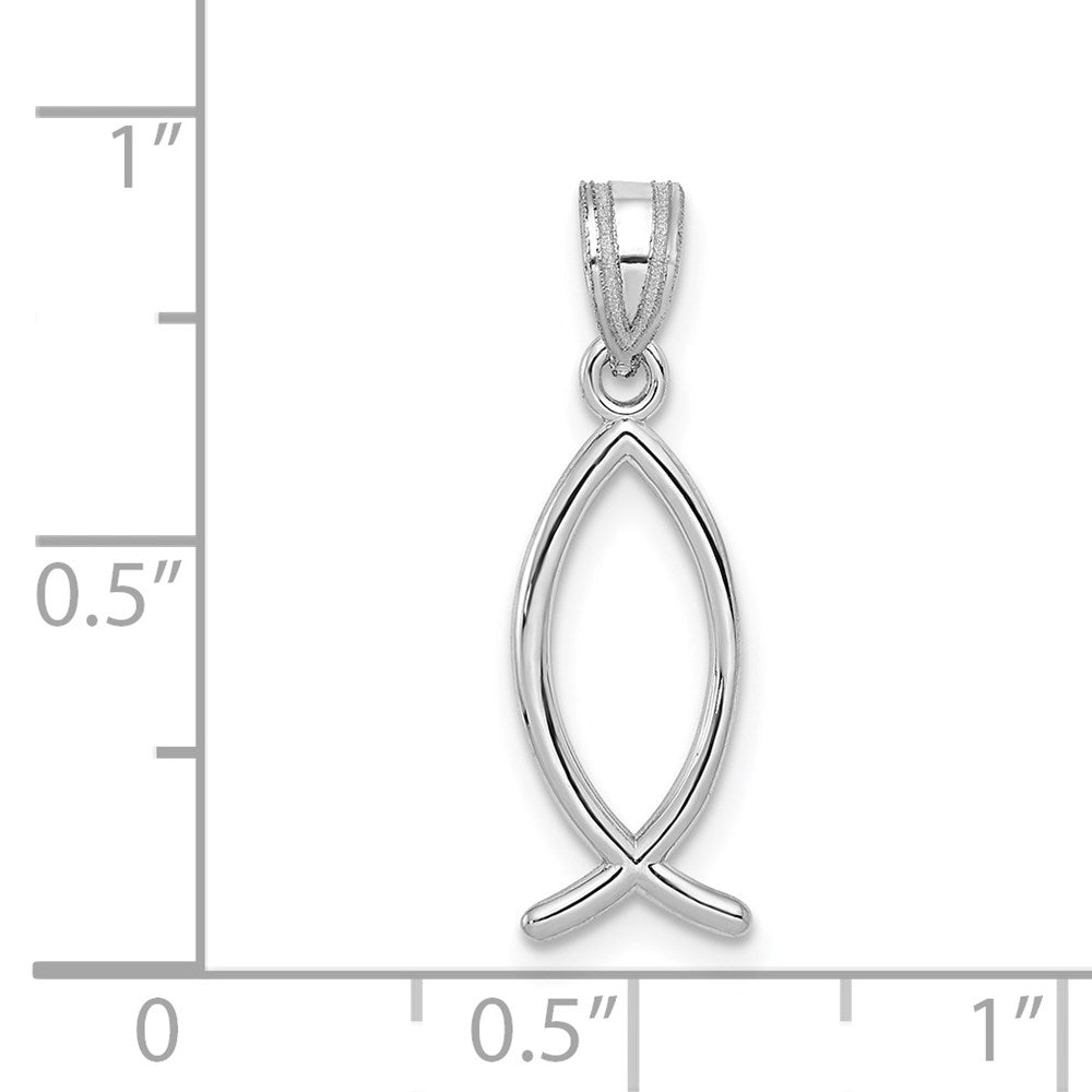 FJC Finejewelers 14 kt White Gold Ichthus Fish Charm 23 mm x 8 mm